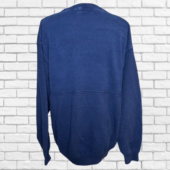 Vantage Custom Classics Mens Large Blue Cotton Knit Crewneck Sweater Made in USA - Picture 3 of 8